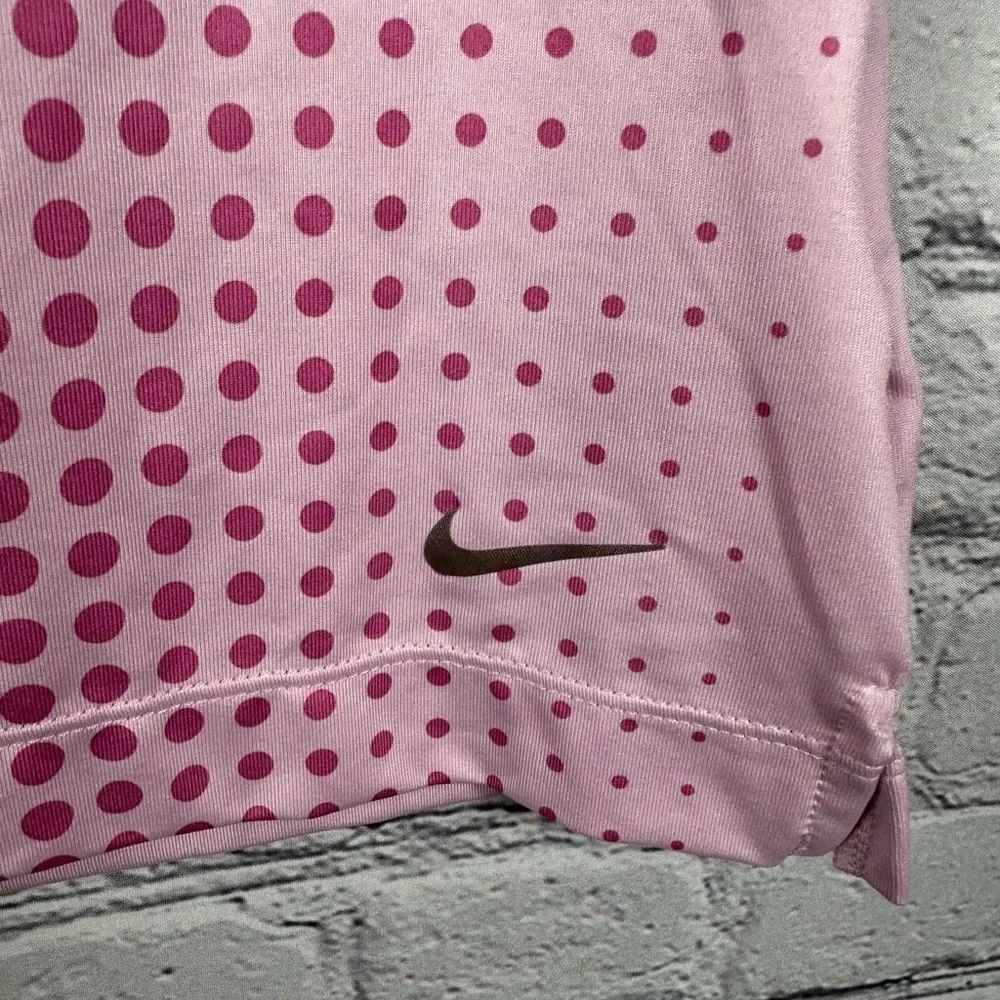 Nike Women’s Sleeveless Polo Shirt Tour Performance Dri-Fit Pink & Polka Dots XS